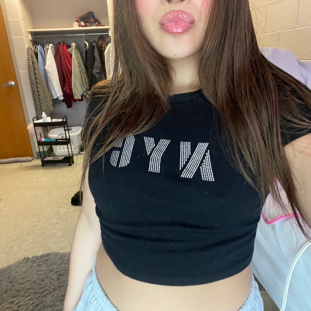 Y2k rhinestone baby tee